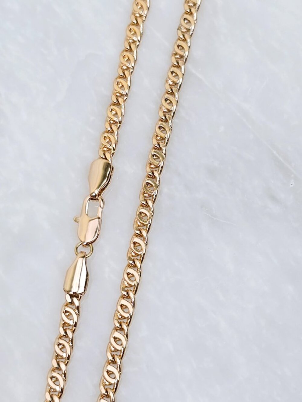 Rose Gold Figaro Chain Necklace – 19.7"" Gold Plated Unisex Jewelry, XPNL0001 - Picture 7 of 11
